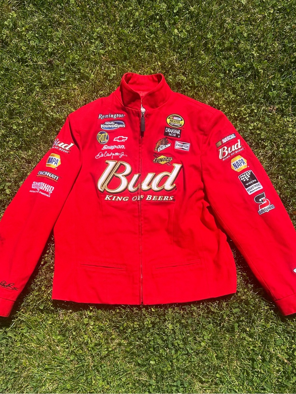 Budweiser Red Racing Patch Bomber Jacket - Picture 2 of 5
